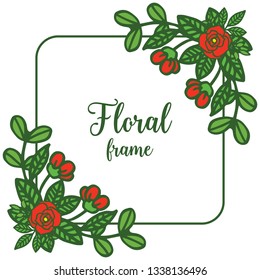 Vector illustration artwork red rose wreath frames blooms