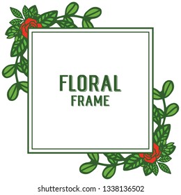 Vector illustration artwork red rose wreath frames blooms