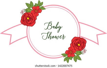 Vector illustration artwork red rose flower frame for design of card baby shower