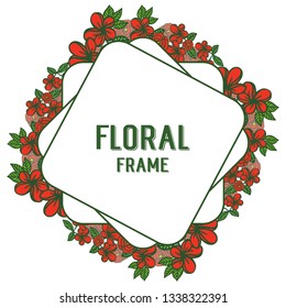 Vector illustration artwork red wreath frame with backdrop hand drawn