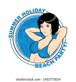 Vector illustration artwork with summer girl theme
