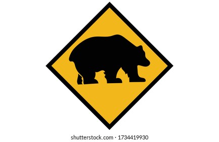 A vector illustration artwork of traffic bear road sign