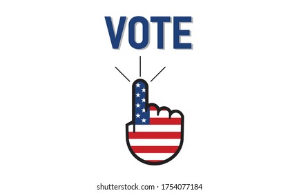 A vector illustration artwork of a USA voting hand sign. Election concept
