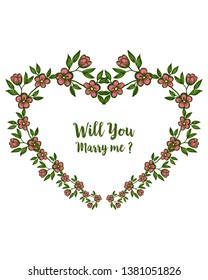 Vector illustration artwork of wreath frame for decorative of will you marry me