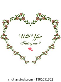 Vector illustration artwork of wreath frame for decorative of will you marry me