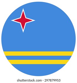 Vector illustration of Aruba flag. Round national flag of Aruba 