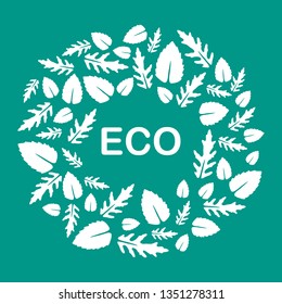 Vector illustration with arugula and basil leaves. Eco design. Vegan, natural, bio. Organic background. Design for banner, poster, textile, print.