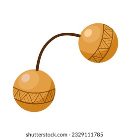 Vector illustration, Asalato or Kashaka, simple percussion instrument, isolated on white background.