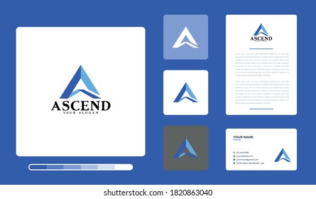 Vector illustration of ascend logo design template. Isolated on a colored background.