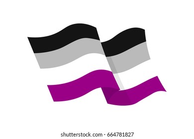 Vector illustration of the asexual flag on white background. LGBT symbols topic.