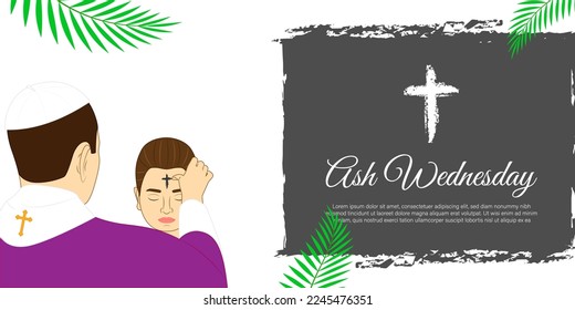 Vector illustration of Ash Wednesday Christian holy day banner