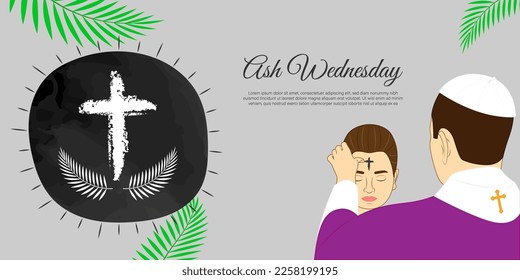 Vector illustration of Ash Wednesday Christian holy day banner