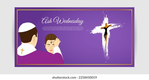 Vector illustration of Ash Wednesday Christian holy day banner