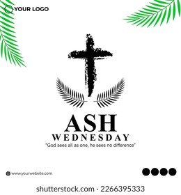 Vector illustration of Ash Wednesday Christian holy day banner