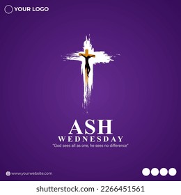 Vector illustration of Ash Wednesday Christian holy day banner