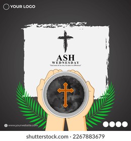 Vector illustration of Ash Wednesday Christian holy day banner