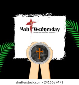 Vector illustration of Ash Wednesday social media feed template