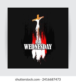 Vector illustration of Ash Wednesday social media feed template