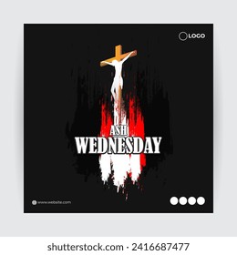 Vector illustration of Ash Wednesday social media feed template