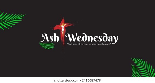 Vector illustration of Ash Wednesday social media feed template