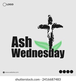 Vector illustration of Ash Wednesday social media feed template