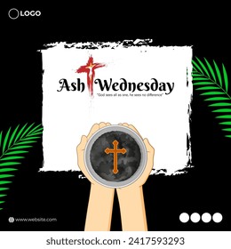 Vector illustration of Ash Wednesday social media feed template