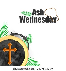 Vector illustration of Ash Wednesday social media feed template