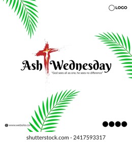 Vector illustration of Ash Wednesday social media feed template