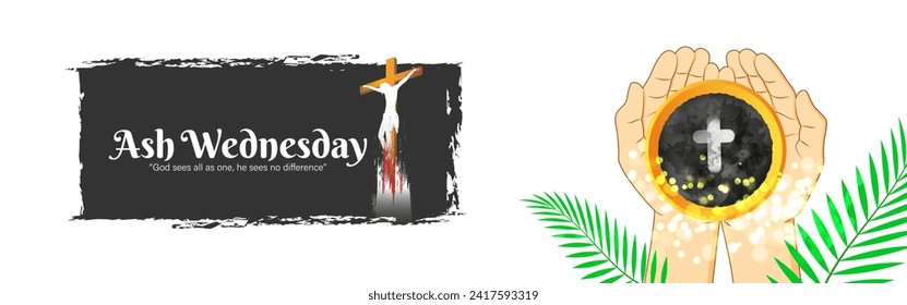 Vector illustration of Ash Wednesday social media feed template