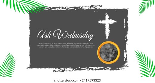 Vector illustration of Ash Wednesday social media feed template