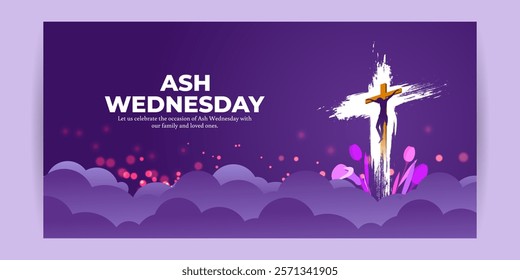 Vector illustration of Ash Wednesday social media template