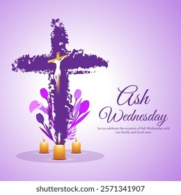 Vector illustration of Ash Wednesday social media template