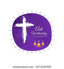 Vector illustration of Ash Wednesday social media template