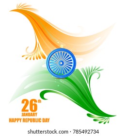vector illustration of Ashoka Chakra wheel on tricolor background for 26 January Republic Day of Iindia