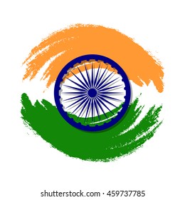Vector illustration of Ashoka wheel with two color stripes. Isolated on white.