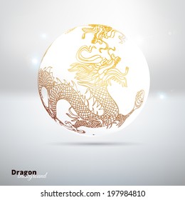 Vector illustration with asia dragon. 