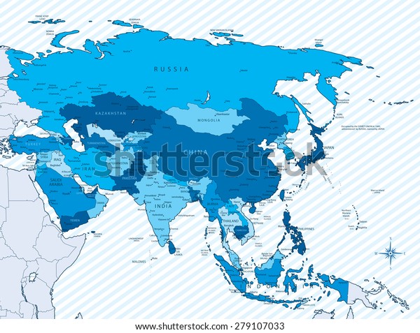 Blue World Map Borders Countries And Cities Illustration