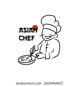 Vector illustration of an Asian chef logo.