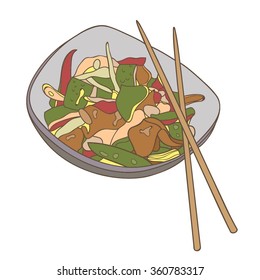 Vector illustration with asian dish