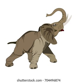 Vector illustration of asian elephant. Flat style design.