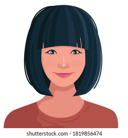 vector illustration. Asian happy woman