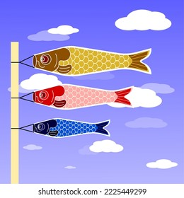 Vector illustration of Asian or Japanese carp ("koi") fish windsocks or"Koinobori" in celebrating Boys' Day
