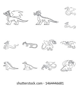 Vector illustration of asian and medieval sign. Collection of asian and mythical stock symbol for web.