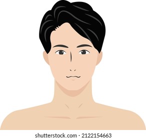 Vector illustration of Asian men's faceless white background for beauty such as beauty treatments and massages