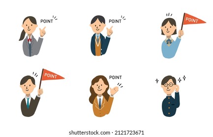 Vector illustration of asian students explaining point.