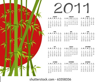 Vector Illustration of asian style design Calendar for 2011