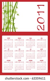 Vector Illustration of asian style design Calendar for 2011