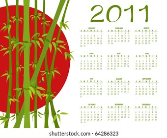 Vector Illustration of asian style design Calendar for 2011