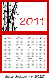 Vector Illustration of asian style design Calendar for 2011