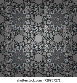 Vector illustration. In asian textile style on gray, black and neutral colors. Seamless flowers pattern.